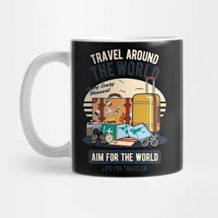 Travel Around The World, Vintage Retro Classic Mug